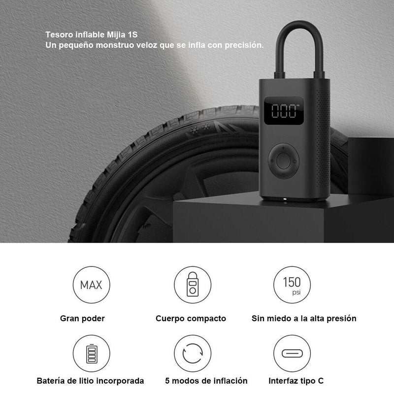 Compressor de Ar Portátil 1S Digital com Lâmpada Led Xiaomi - Deka Express
